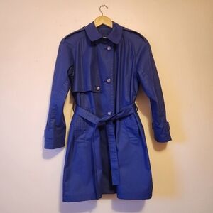 PRISTINE Vintage London Fog Cobalt Blue Trench Coat - 8 Petite (Circa 1987-1989)